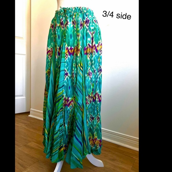 Vintage boho artsy fanning with lines & modern patterns maxi skirt - Picture 11 of 14